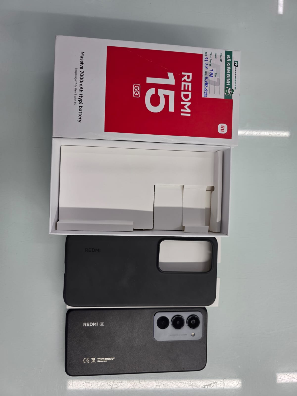 ĐIỆN THOẠI DI ĐỘNG (TEL) REDMI 15 5G 6.9"/SNAP 6S GEN 3/8G/256G/50MP+Auxiliary/8MP/7000mAh (25057RN09G)/ĐEN