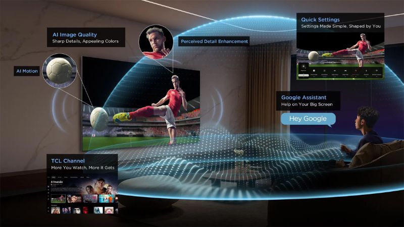 Google Tivi TCL QLED 4K 55 inch 55P7L chạy nền tảng Google TV