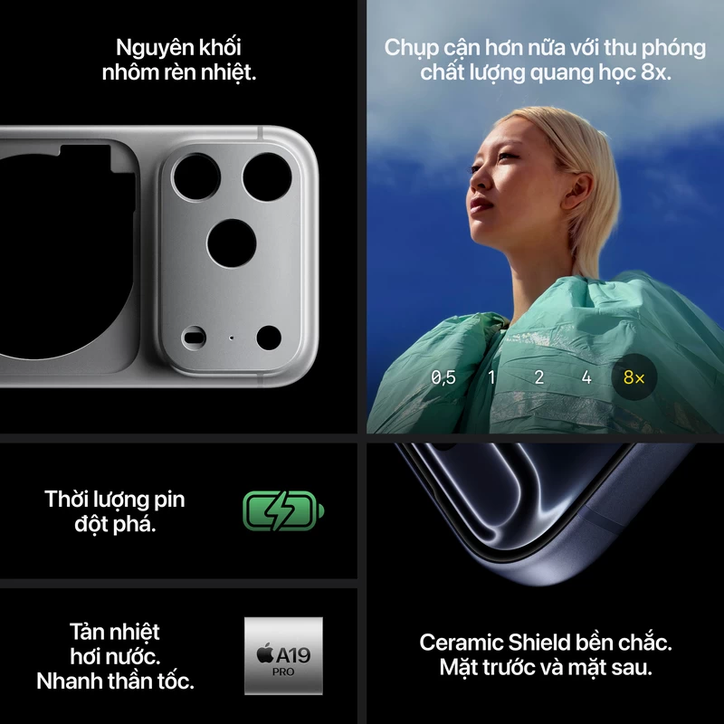 iPhone 17 Pro Max, chip, thời lượng pin. iPhone 17 Pro Max, chip, thời lượng pin.