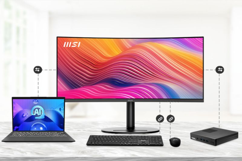 MSI MD342CQP có KVM, PIP và PBP.