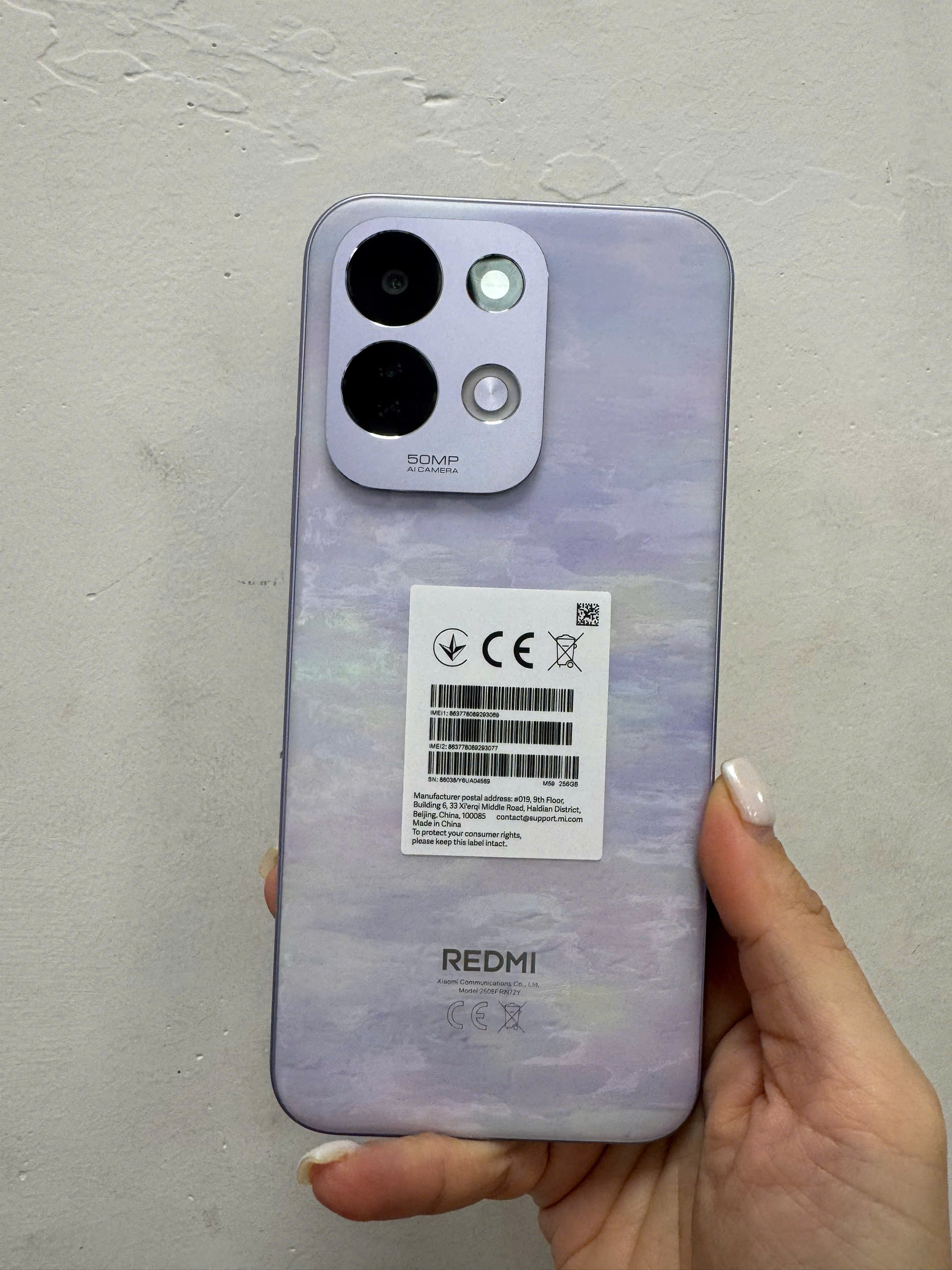 ĐIỆN THOẠI DI ĐỘNG (TEL) REDMI 17 6.9"/MTK Helio G91 Ultra/6G/256G/50MP+Auxiliary/8MP/7500mAh (2606FRN72Y)/TÍM (6939093035177) 