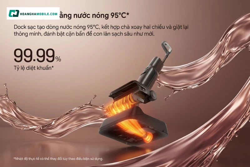 Dock tự giặt con lăn bằng nước nóng 95°C giúp làm sạch bụi bẩn, cặn bám và chất bẩn còn lại trên con lăn sau khi dọn nhà. Dock tự giặt con lăn bằng nước nóng 95°C giúp làm sạch bụi bẩn, cặn bám và chất bẩn còn lại trên con lăn sau khi dọn nhà.