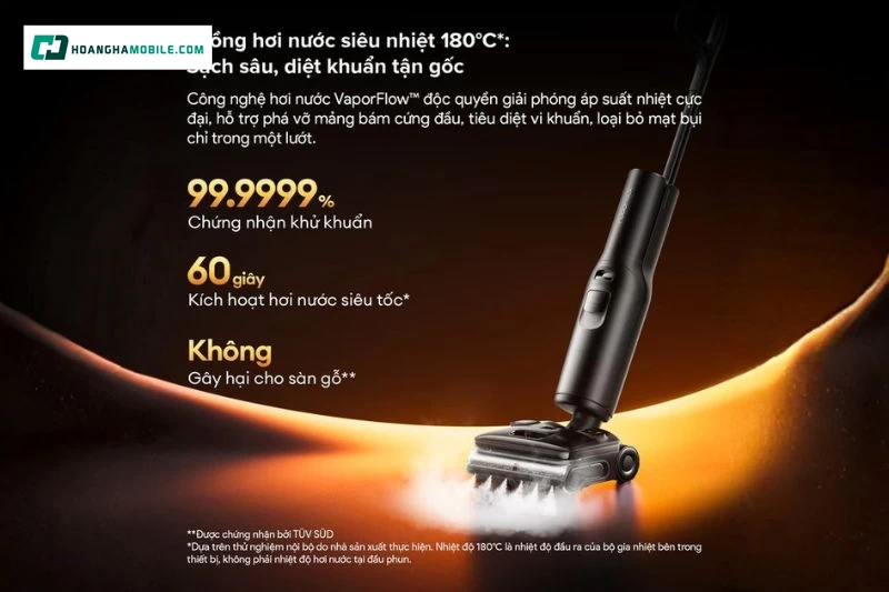 Công nghệ VaporFlow 180°C là điểm đáng chú ý nhất trên Roborock F25 Steam. Công nghệ VaporFlow 180°C là điểm đáng chú ý nhất trên Roborock F25 Steam.