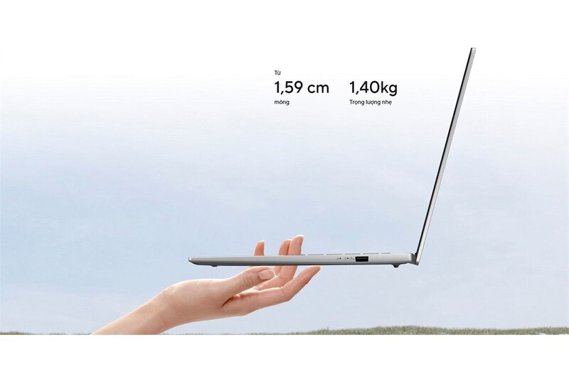 Laptop ASUS Vivobook S14 thiết kế mỏng nhẹ.