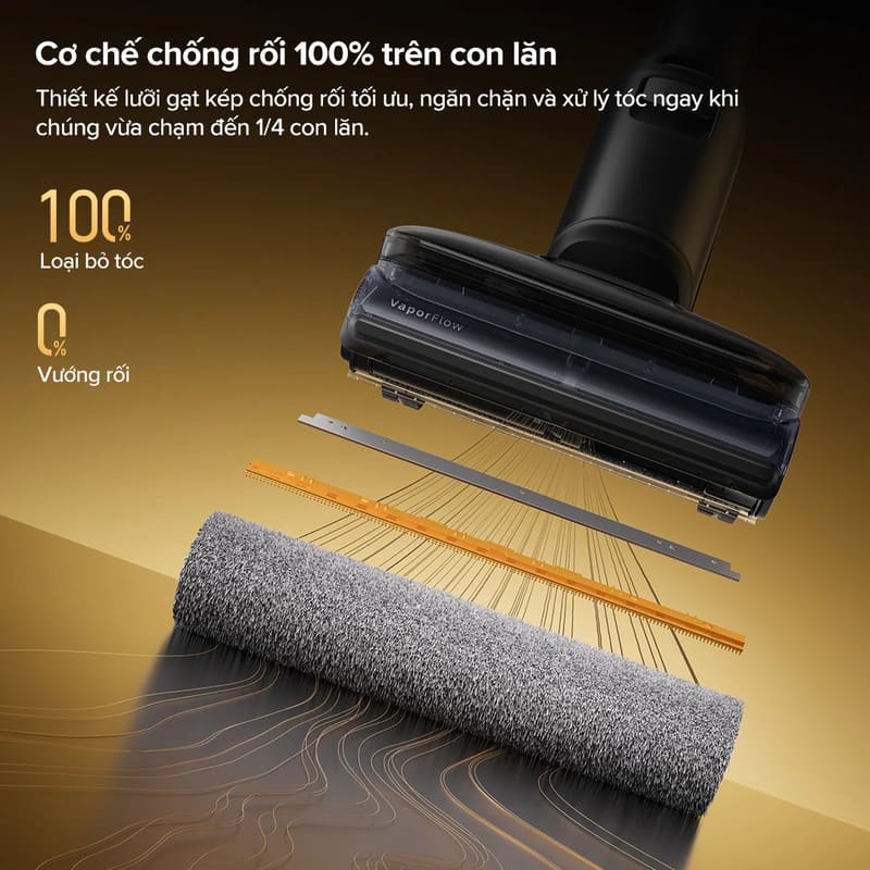 Con lăn JawScrapers giảm tóc rối và vệt nước khi sử dụng Roborock F25 Ultra