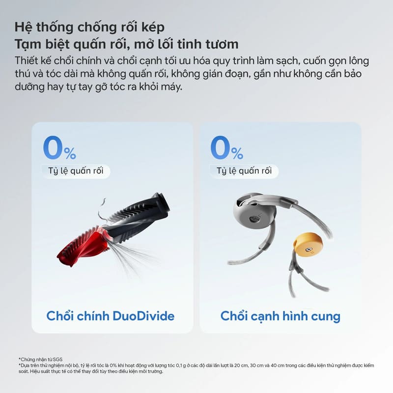 Roborock Qrevo Edge 2 Flow với chổi DuoDivide hướng tới nhà có nhiều tóc và lông thú cưng