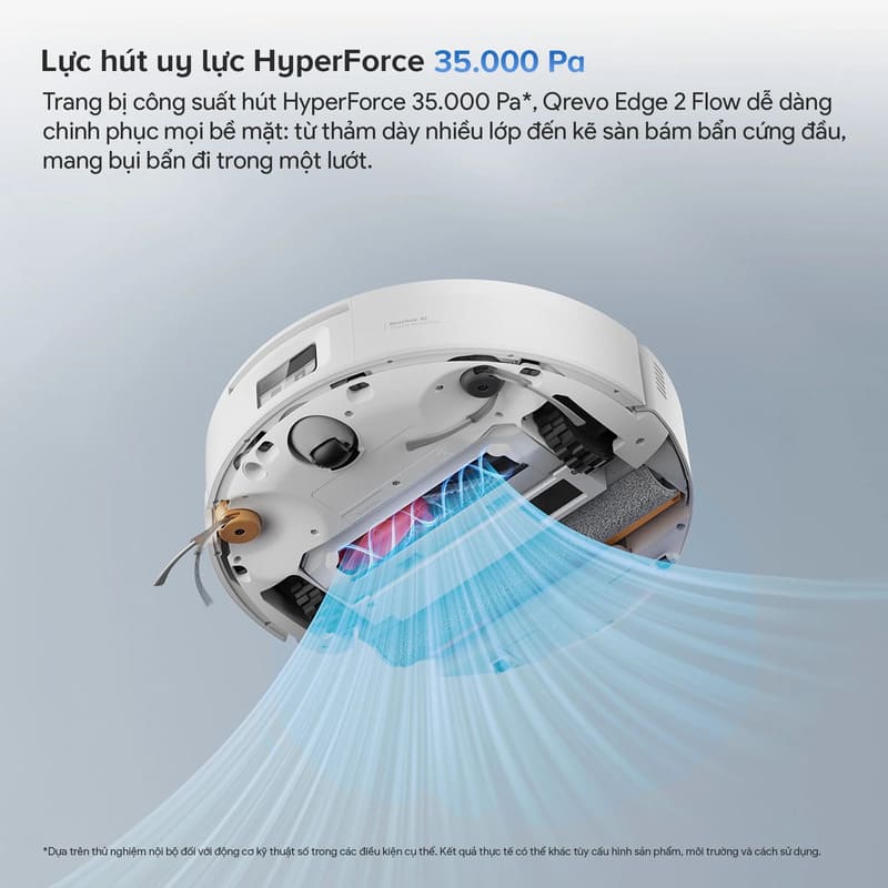 Roborock Qrevo Edge 2 Flow có lực hút HyperForce tối đa 35,000Pa