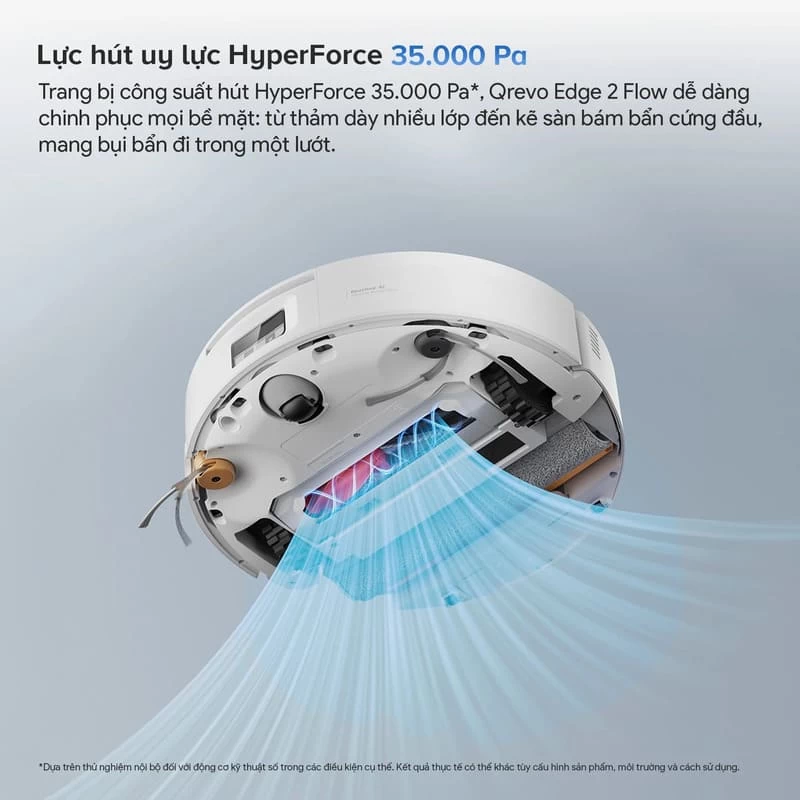 Roborock Qrevo Edge 2 Flow có lực hút HyperForce tối đa 35,000Pa Roborock Qrevo Edge 2 Flow có lực hút HyperForce tối đa 35,000Pa