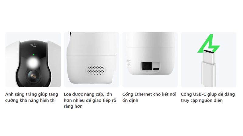 Camera hỗ trợ Wi-Fi 6 trên cả hai băng tần 2.4GHz và 5GHz, đồng thời có LAN