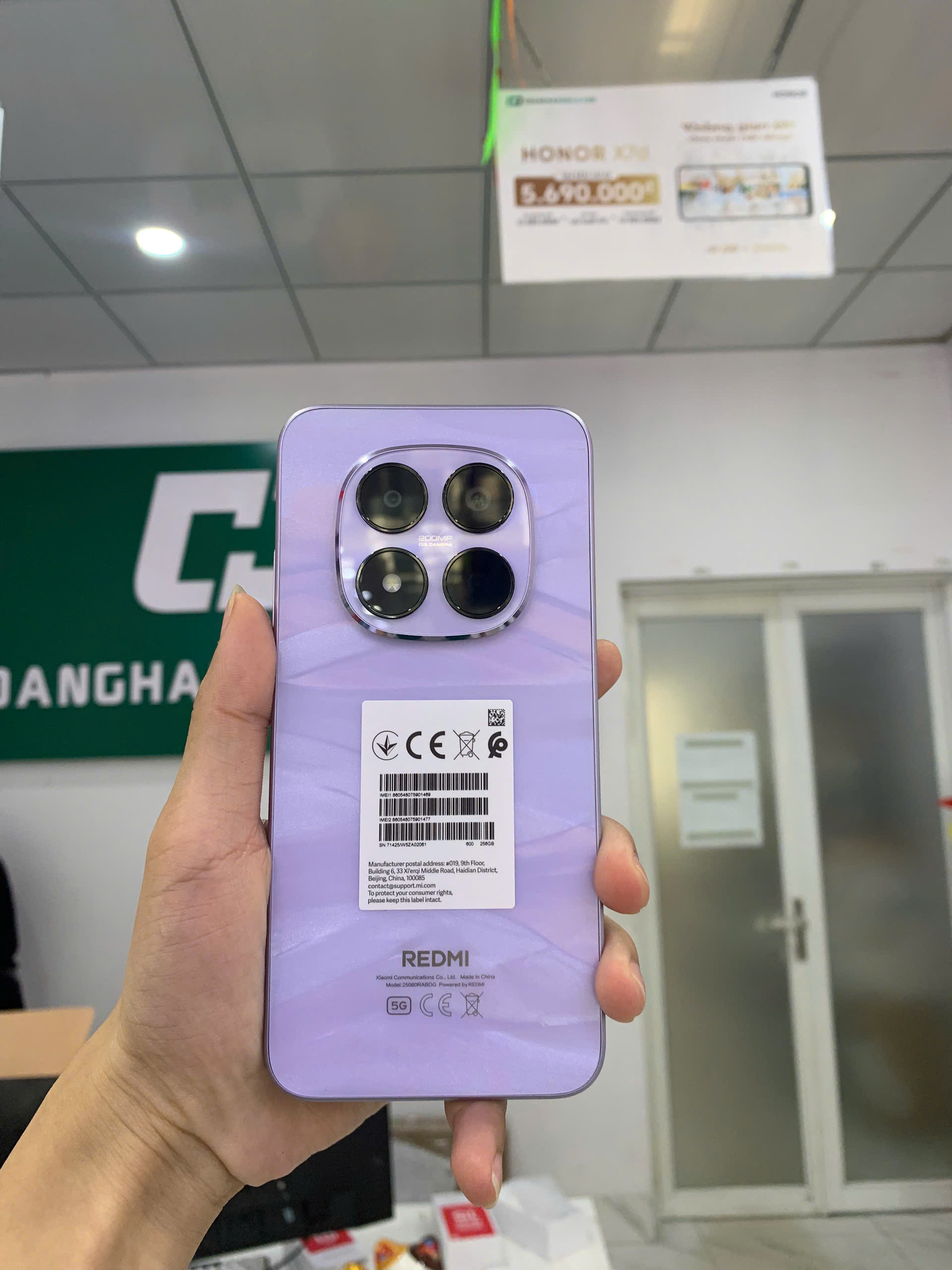 ĐIỆN THOẠI DI ĐỘNG (TEL) REDMI NOTE 15 PRO 5G 6.83/MTK D7400-Ultra/12G/256G/200MP+8MP/20MP/6580mAh (25080RABDG)/TÍM (69325544704