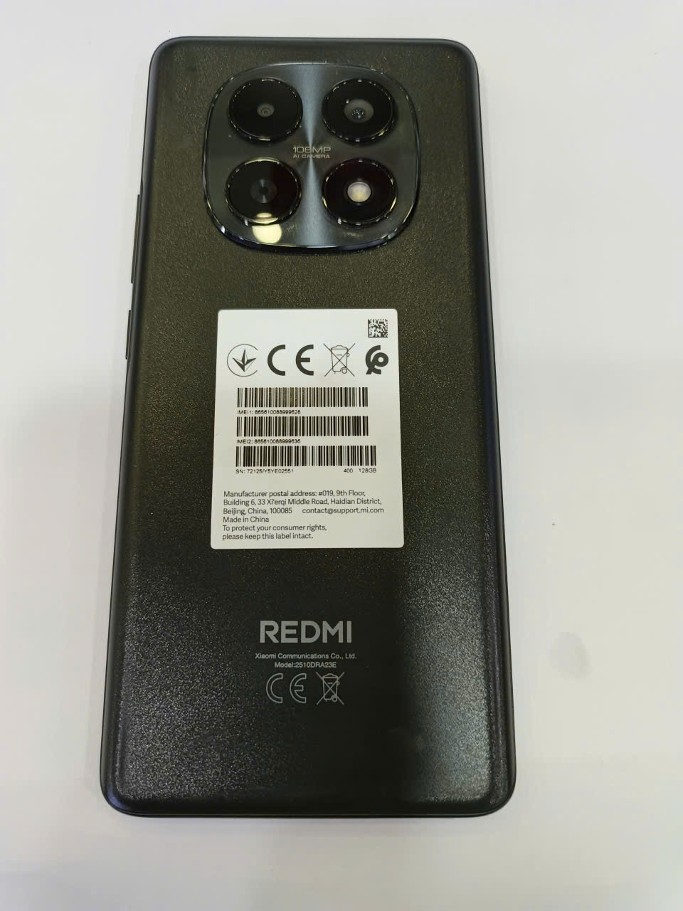ĐIỆN THOẠI DI ĐỘNG (TEL) REDMI NOTE 15 6.77"/MTK Helio G100-Ultra/6G/128G/108MP+2MP/20MP/6000mAh (2510DRA23E)/ĐEN