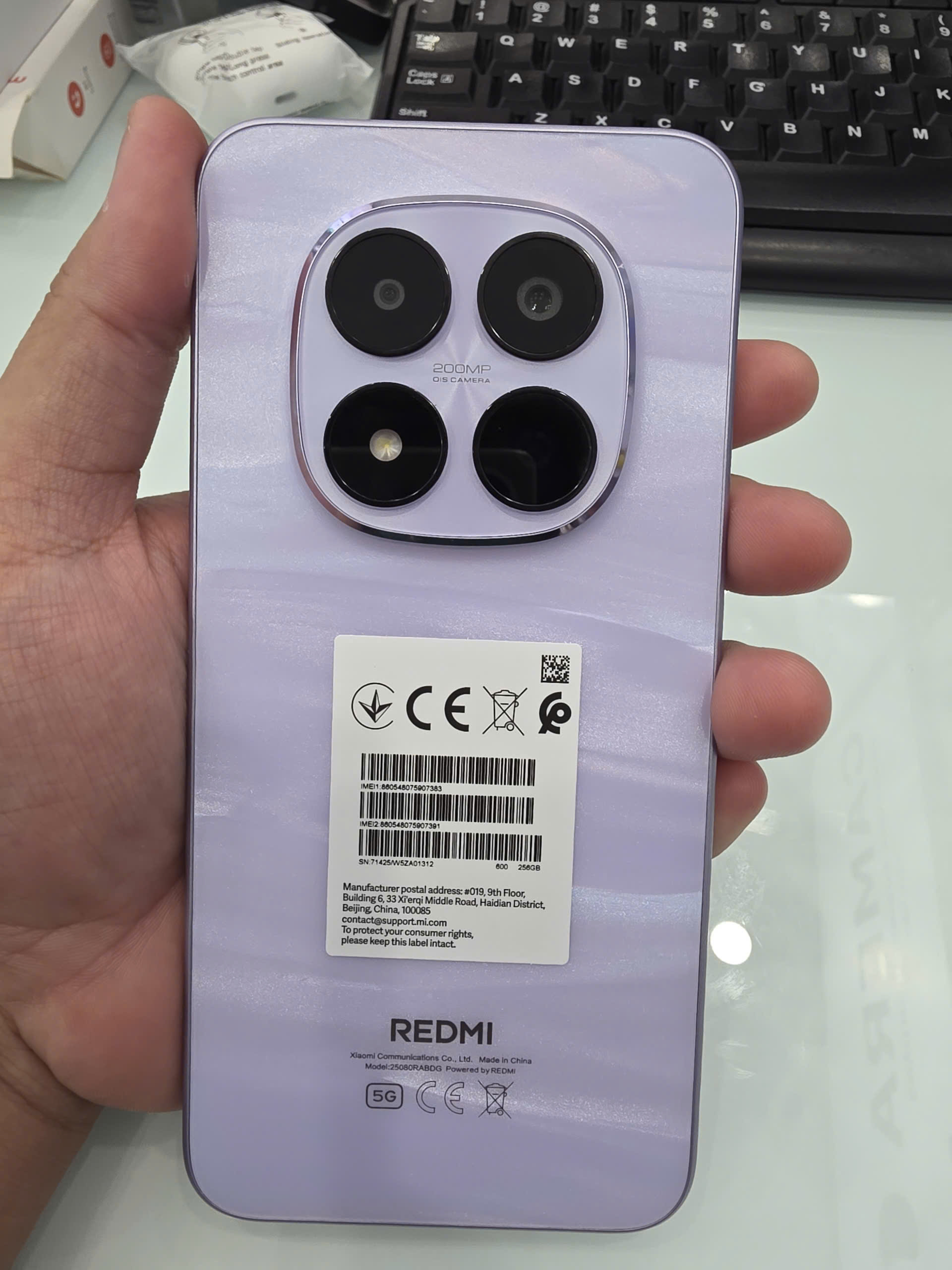 ĐIỆN THOẠI DI ĐỘNG (TEL) REDMI NOTE 15 PRO 5G 6.83/MTK D7400-Ultra/12G/256G/200MP+8MP/20MP/6580mAh (25080RABDG)/TÍM (69325544704