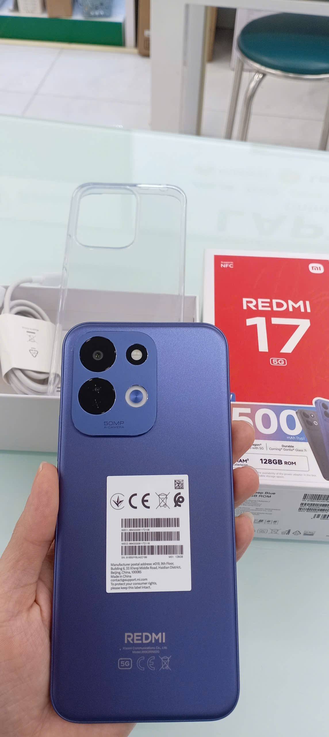 ĐIỆN THOẠI DI ĐỘNG (TEL) REDMI 17 5G 6.9"/SNAP 4 GEN 5/4G/128G/50MP+Auxiliary/8MP/7500mAh (26062RN92G)/XANH DƯƠNG (6939093012659