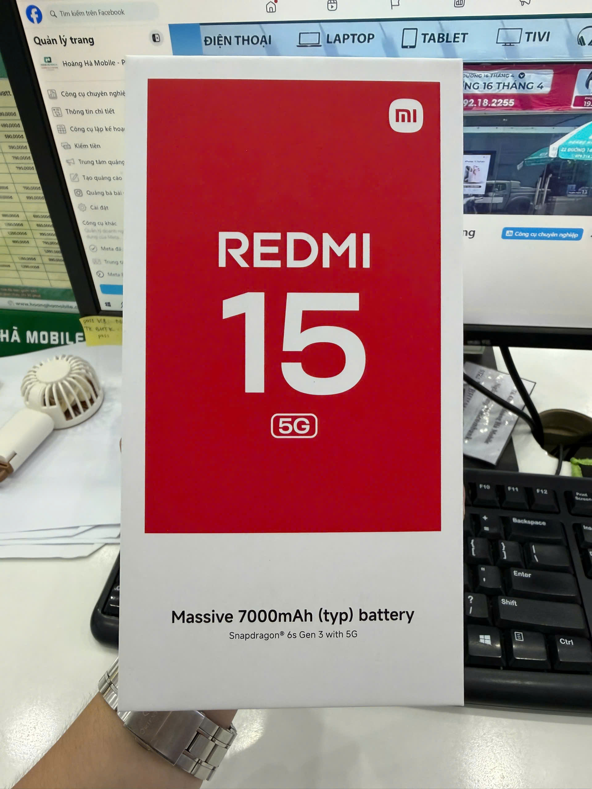 ĐIỆN THOẠI DI ĐỘNG (TEL) REDMI 15 5G 6.9"/SNAP 6S GEN 3/8G/256G/50MP+Auxiliary/8MP/7000mAh (25057RN09G)/XÁM (6932554454463)/ TN 
