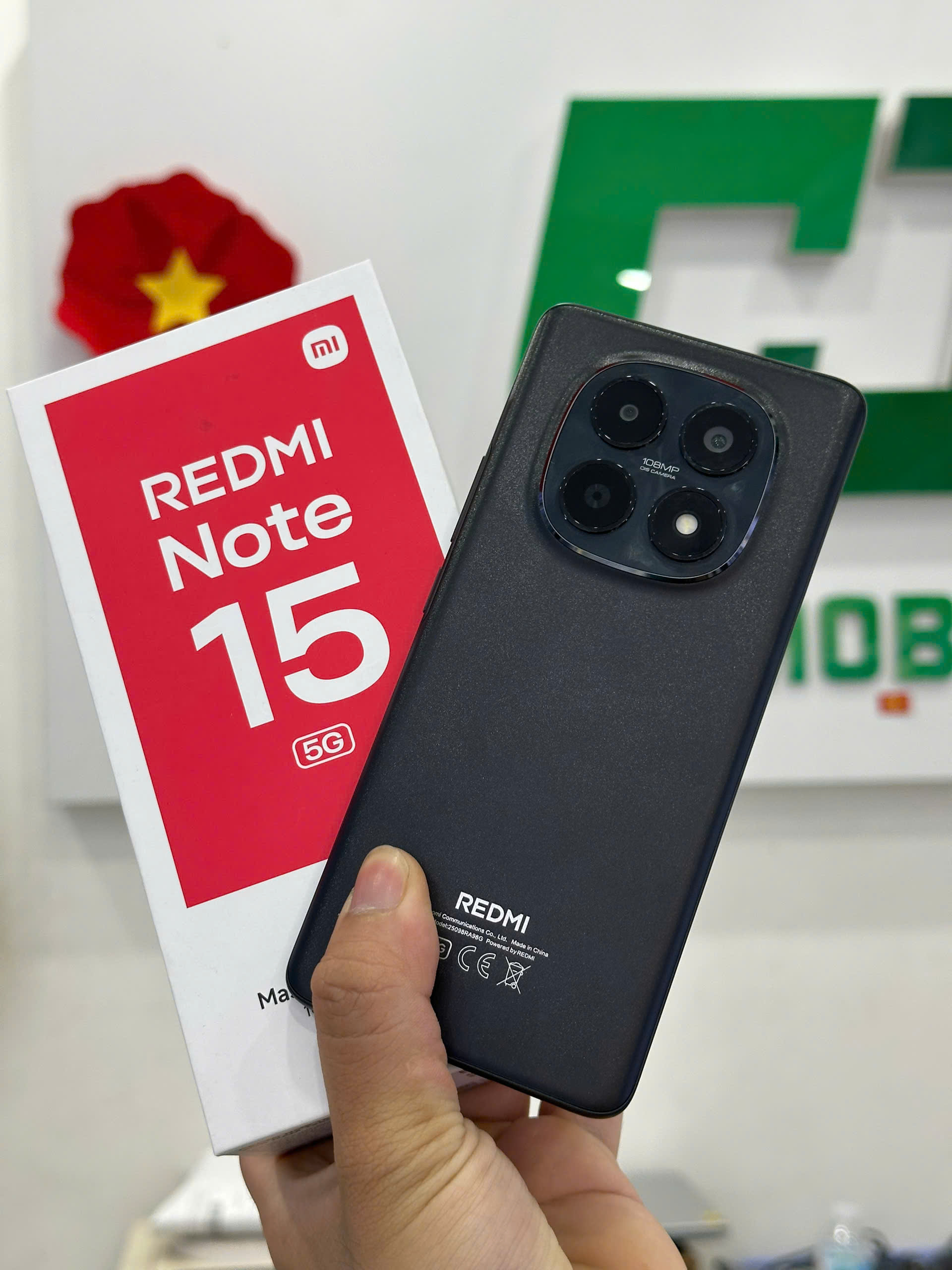 ĐIỆN THOẠI DI ĐỘNG (TEL) REDMI NOTE 15 5G 6.77"/SNAP 6 GEN 3/6G/128G/108MP+8MP/20MP/5520mAh (25098RA98G)/ĐEN - TBH