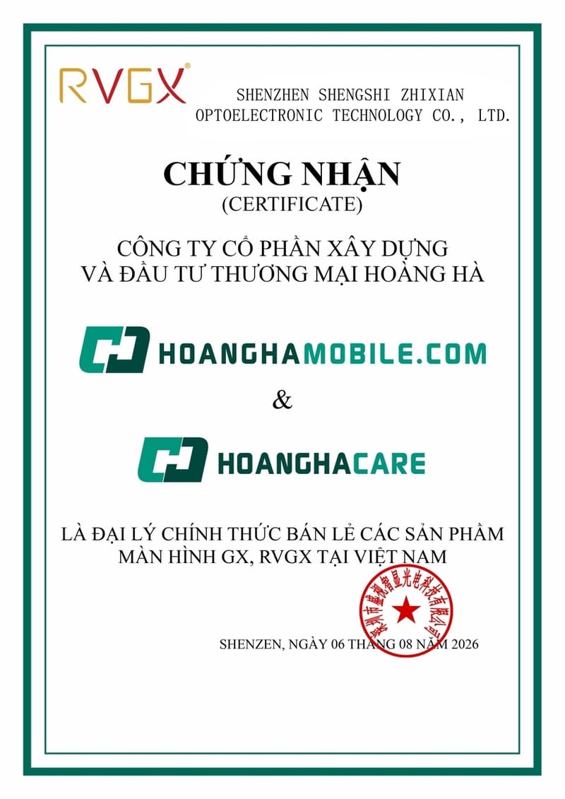 Chứng nhận màn hình GX.
