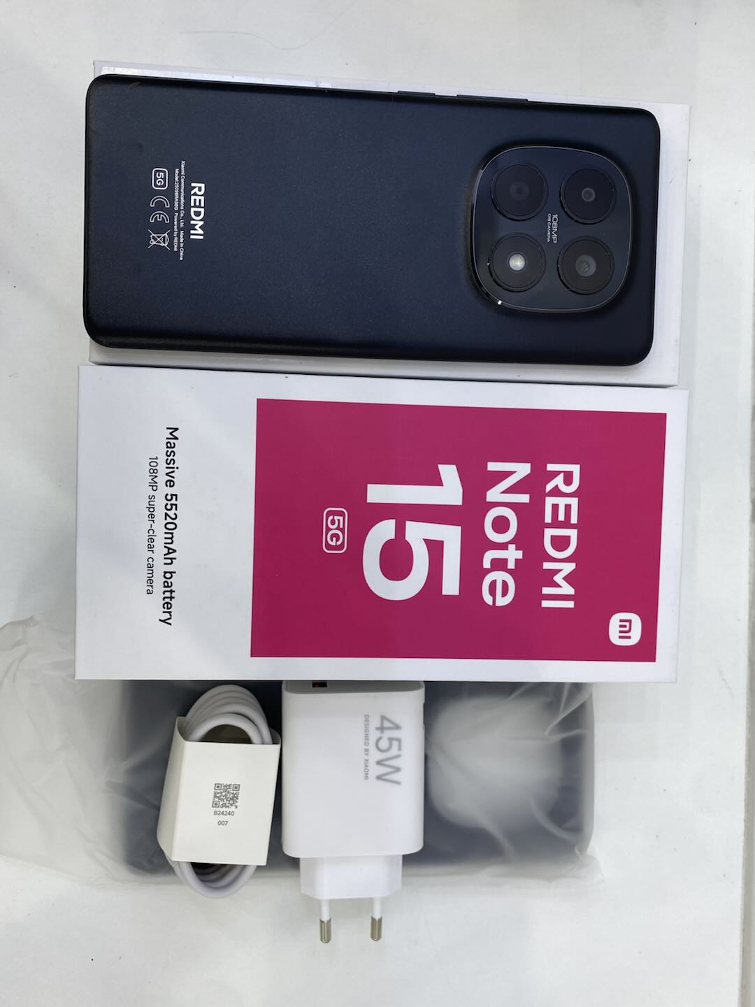 ĐIỆN THOẠI DI ĐỘNG (TEL) REDMI NOTE 15 5G 6.77"/SNAP 6 GEN 3/6G/128G/108MP+8MP/20MP/5520mAh (25098RA98G)/ĐEN
