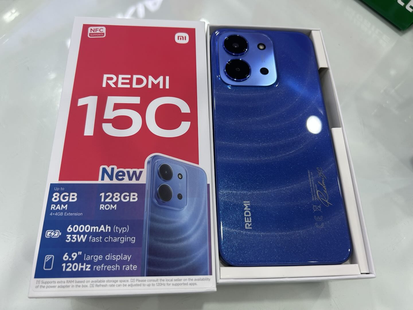ĐIỆN THOẠI DI ĐỘNG (TEL) REDMI 15C 6.9"/MTK Helio G81 Ultra/4G/128G/50MP+QVGA/8MP/6000mAh (25078RA3EY)/XANH DƯƠNG
