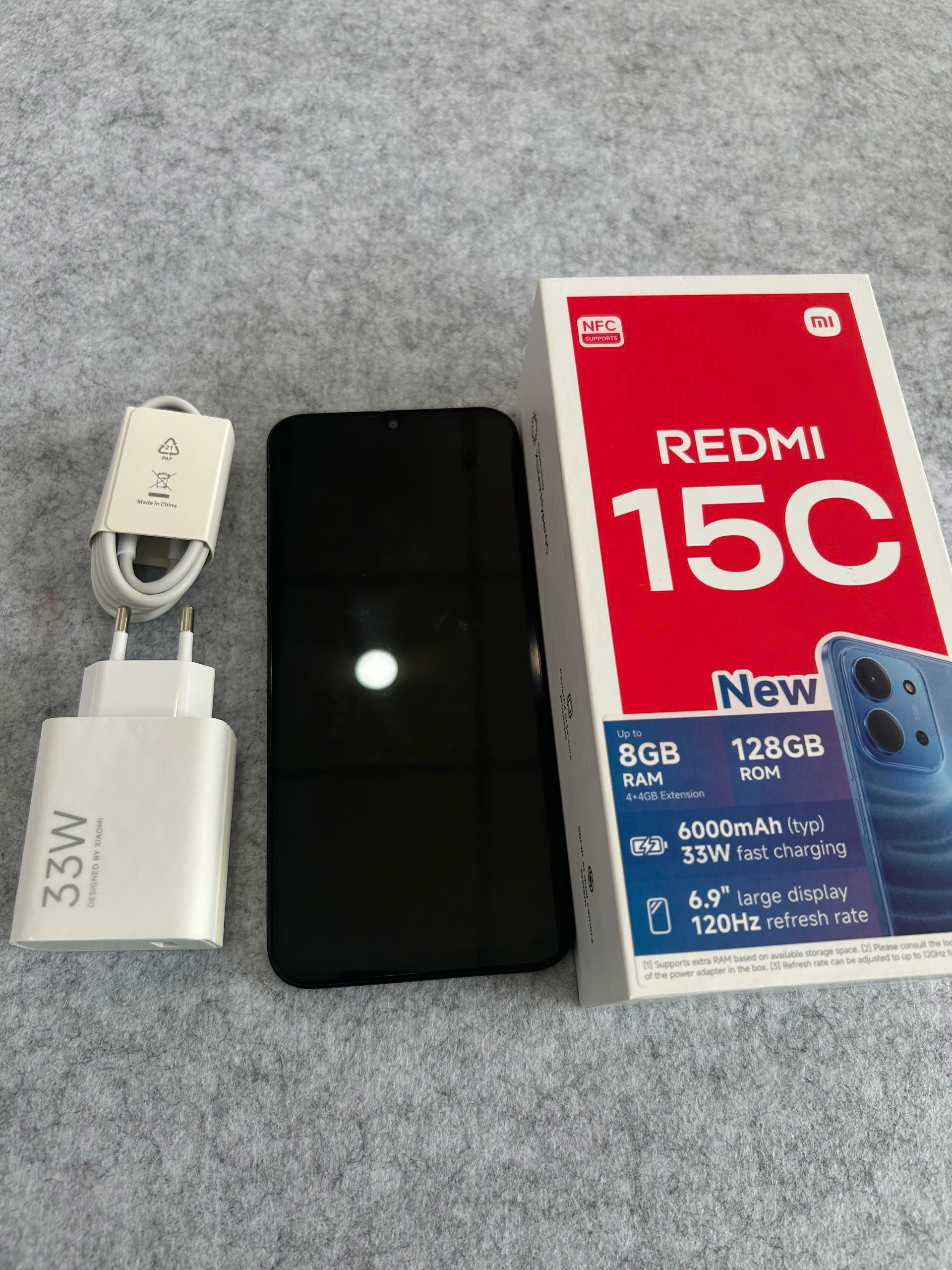 ĐIỆN THOẠI DI ĐỘNG (TEL) REDMI 15C 6.9"/MTK Helio G81 Ultra/4G/128G/50MP+QVGA/8MP/6000mAh (25078RA3EY)/ĐEN (6932554446833)/TN - 