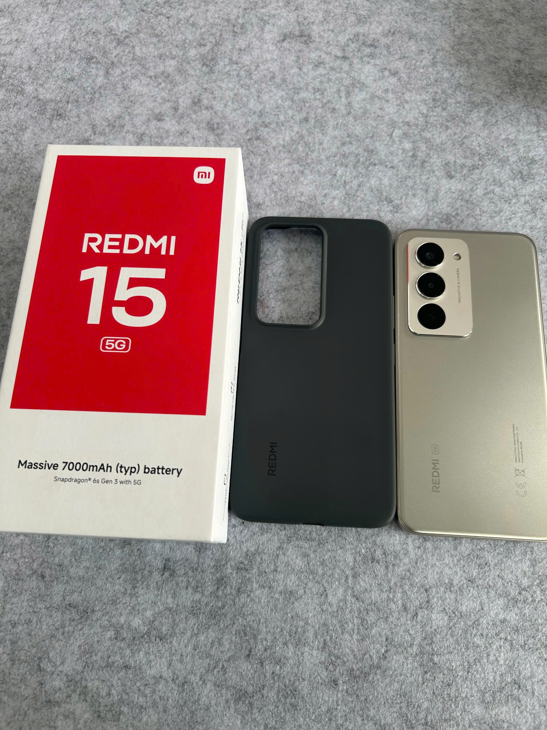 ĐIỆN THOẠI DI ĐỘNG (TEL) REDMI 15 5G 6.9"/SNAP 6S GEN 3/8G/256G/50MP+Auxiliary/8MP/7000mAh (25057RN09G)/XÁM (6932554454463)/ TN 