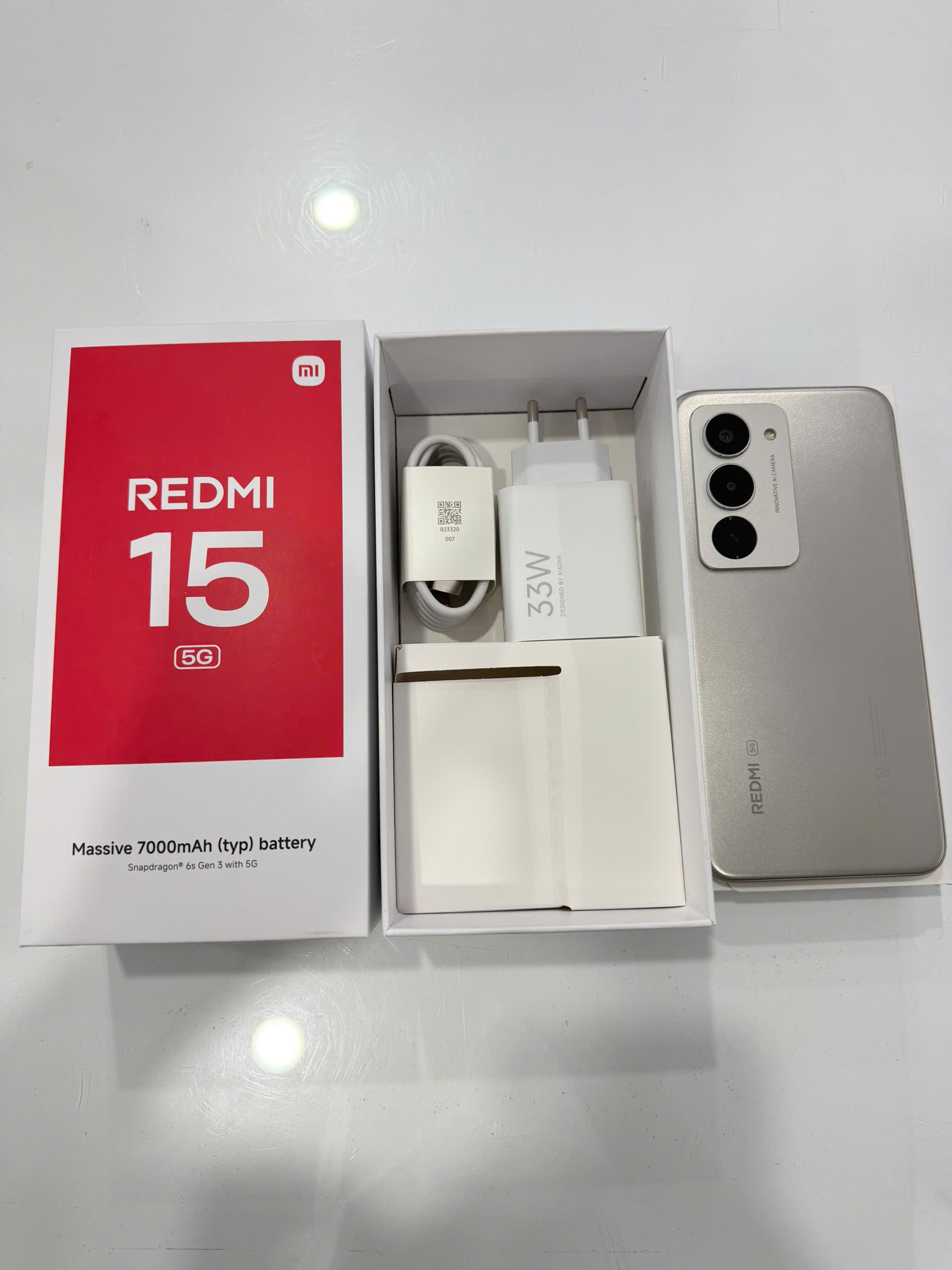 ĐIỆN THOẠI DI ĐỘNG (TEL) REDMI 15 5G 6.9"/SNAP 6S GEN 3/8G/256G/50MP+Auxiliary/8MP/7000mAh (25057RN09G)/XÁM (6932554454463)/ TN 