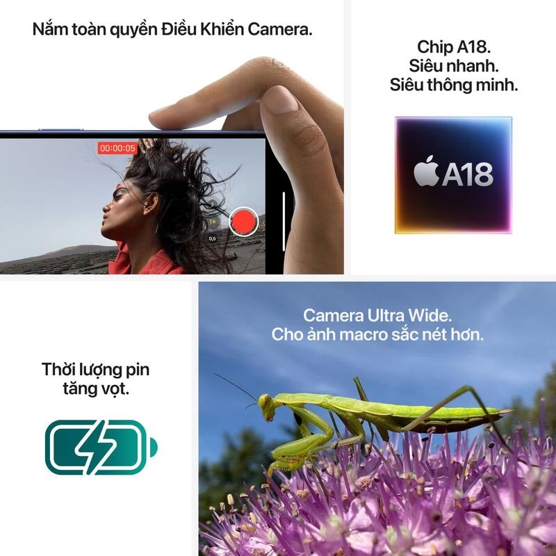 Dòng iPhone 16 sử dụng chip A18 (16e, 16, 16 Plus) và A18 Pro (16 Pro, 16 Pro Max) hỗ trợ Apple Intelligence Dòng iPhone 16 sử dụng chip A18 (16e, 16, 16 Plus) và A18 Pro (16 Pro, 16 Pro Max) hỗ trợ Apple Intelligence