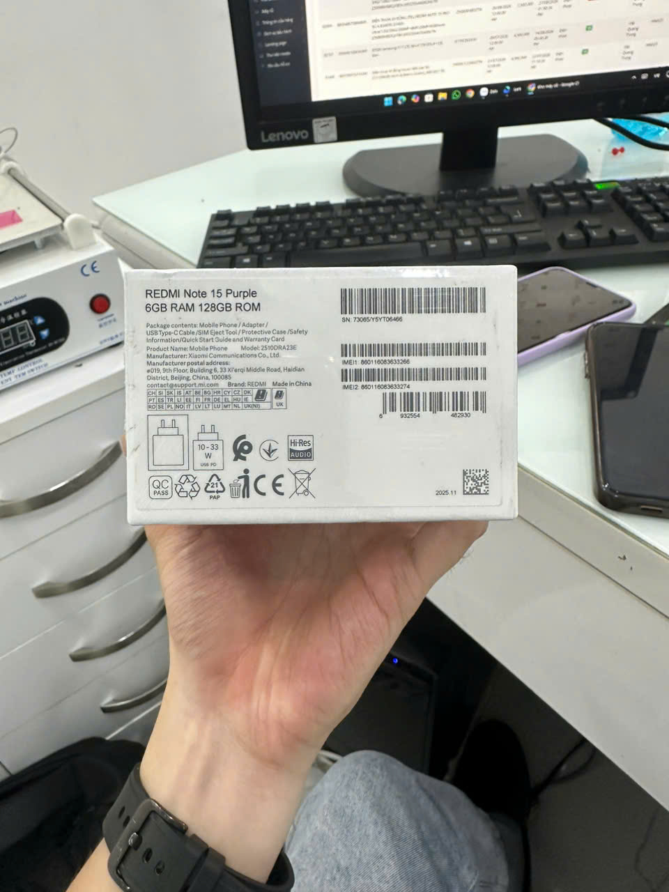 ĐIỆN THOẠI DI ĐỘNG (TEL) REDMI NOTE 15 6.77"/MTK Helio G100-Ultra/6G/128G/108MP+2MP/20MP/6000mAh
