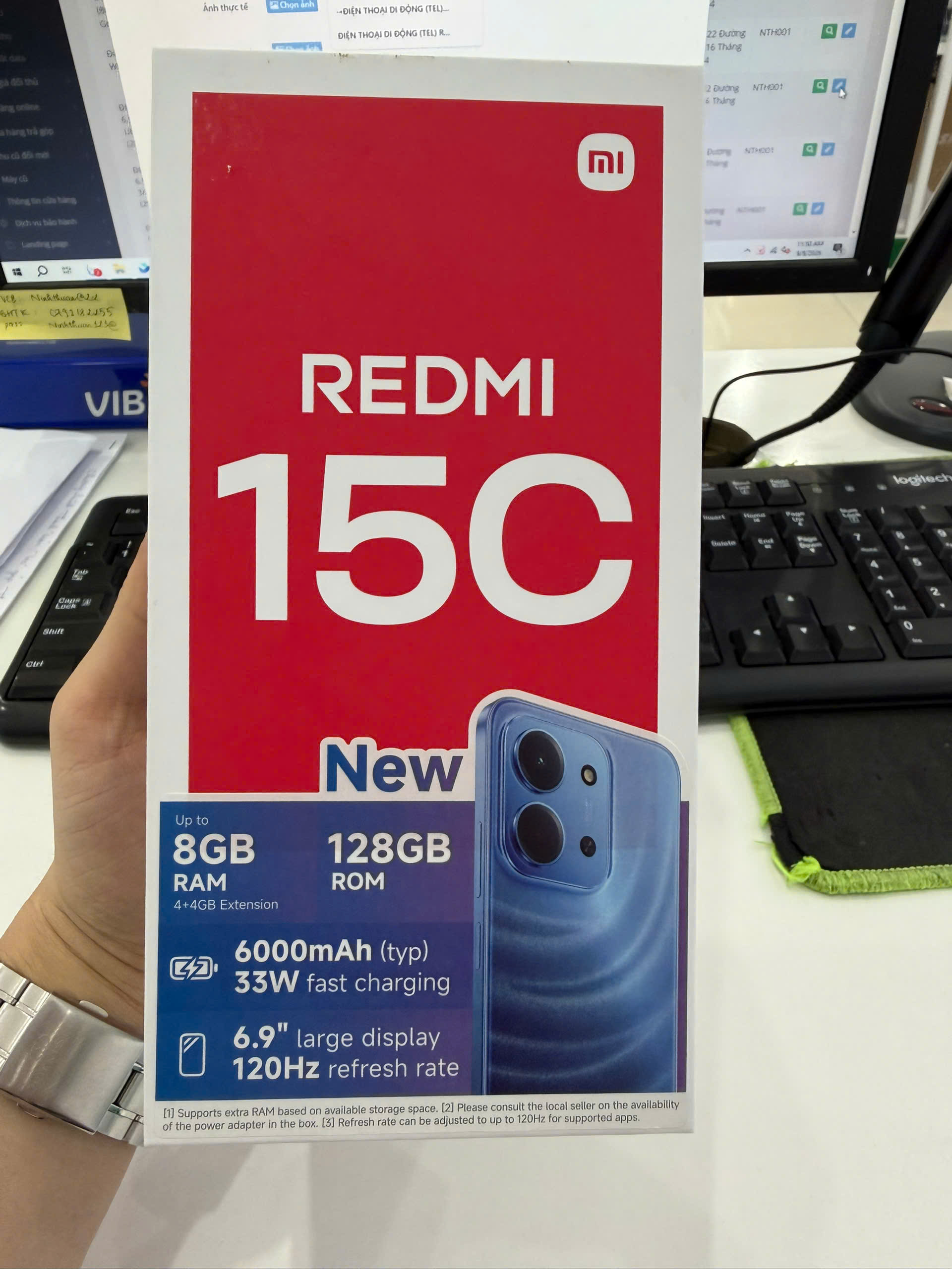 ĐIỆN THOẠI DI ĐỘNG (TEL) REDMI 15C 6.9"/MTK Helio G81 Ultra/4G/128G/50MP+QVGA/8MP/6000mAh