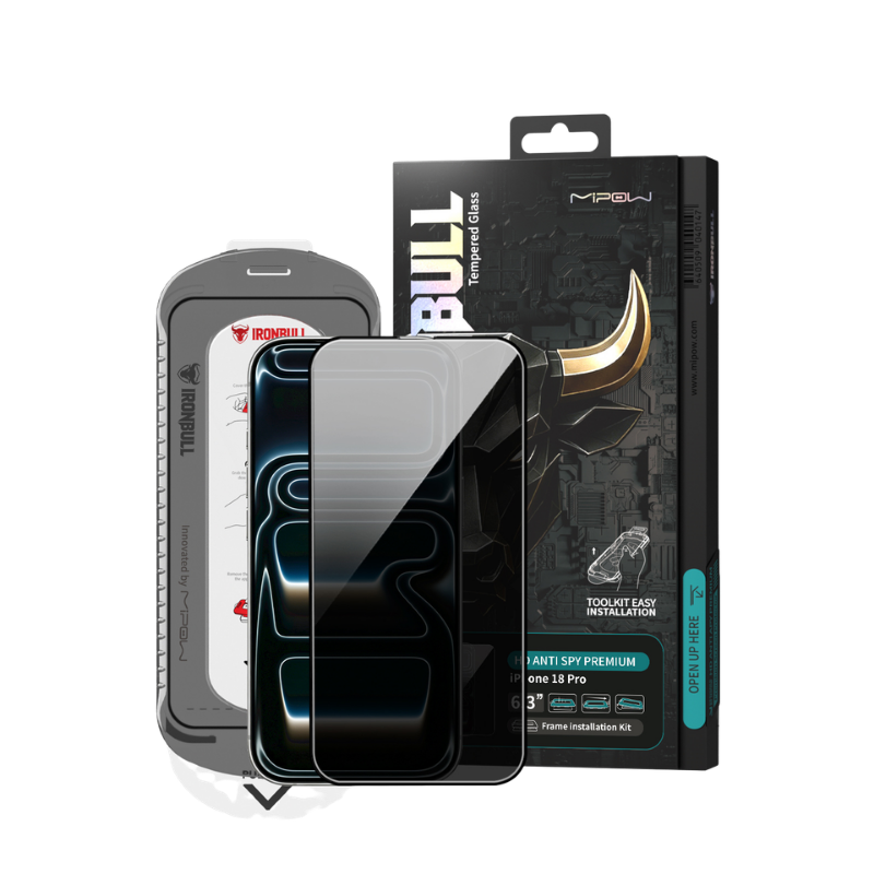 Cường lực IP 18 Pro/17 Pro MIPOW IRONBULL HD Anti-Spy Silk Premium