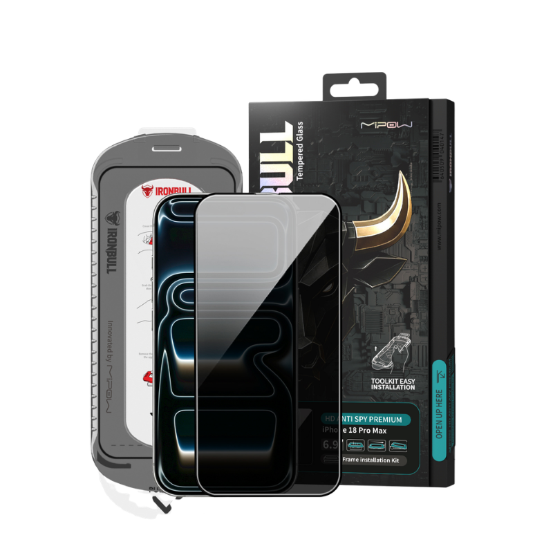 Cường lực IP 18 Pro max/17 Pro max MIPOW IRONBULL HD Anti-Spy Silk Premium