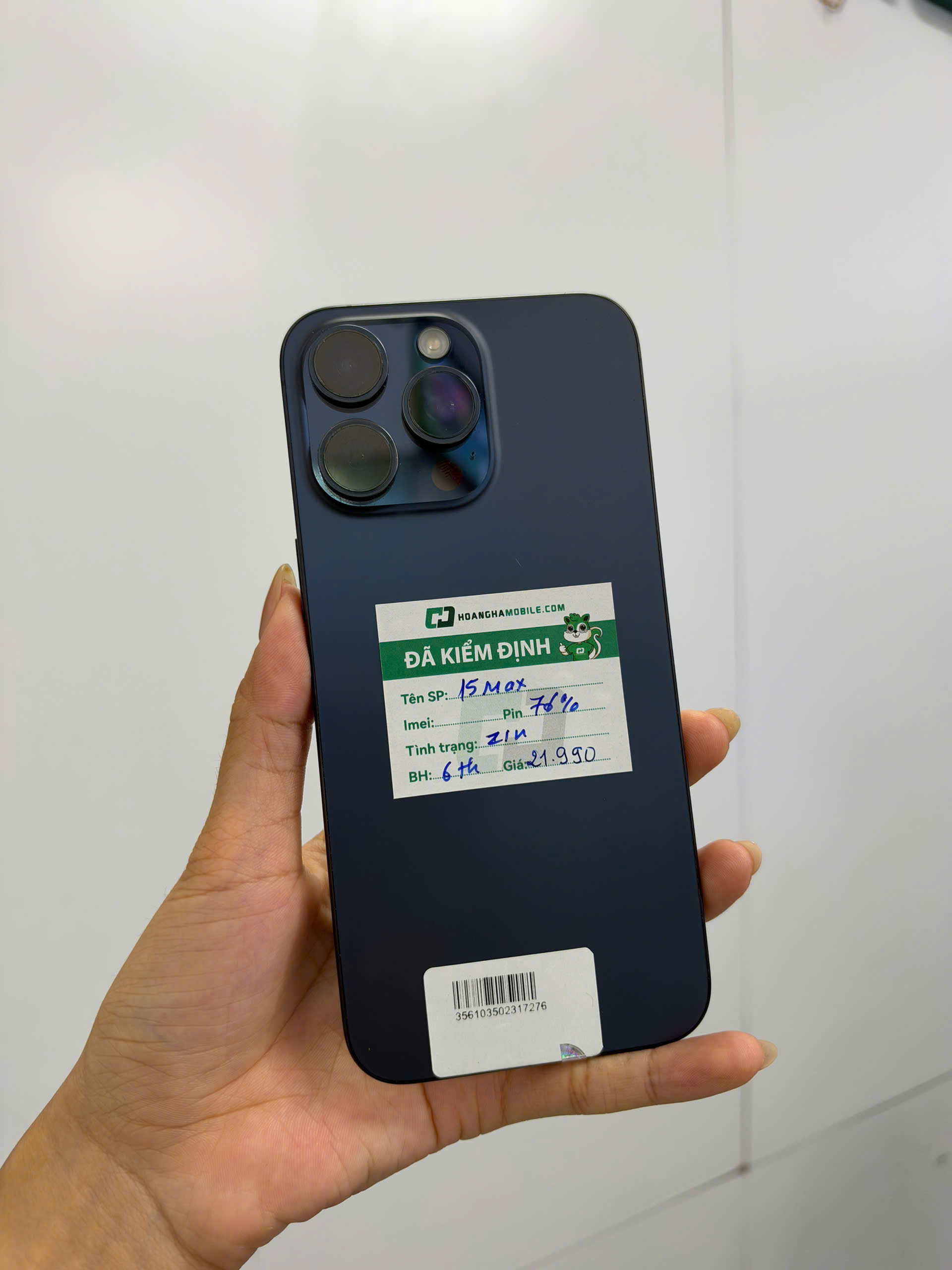 ĐTDĐ Apple iPhone 15 Pro Max 256GB Blue Titanium_MU7A3VN/A - 356103502317276 - MU7A3VN