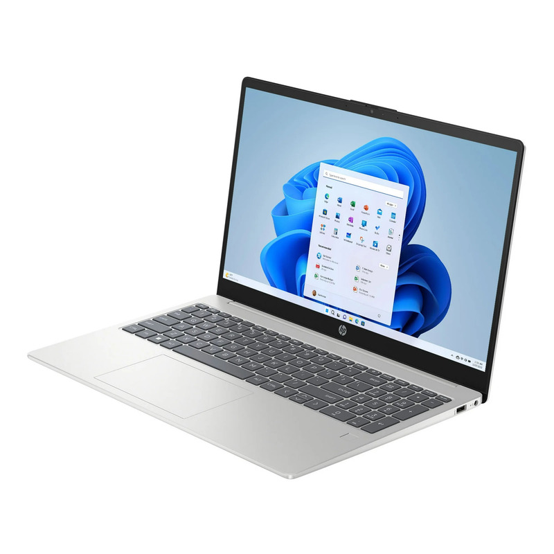 Laptop HP AI 15-fd2050wm D4JK5UA sử dụng màu bạc Natural Silver với kích thước phù hợp cho một chiếc laptop 15.6 inch