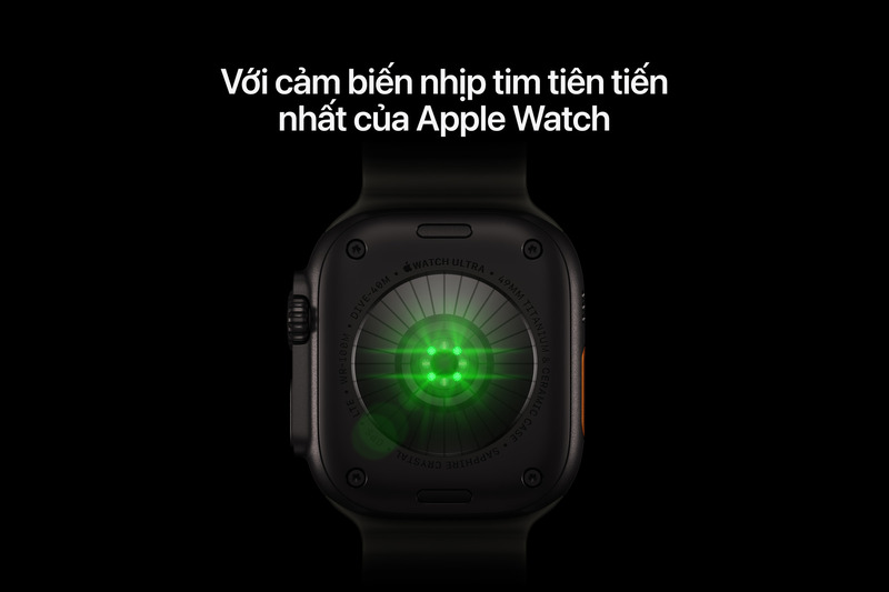 Hệ Thống Cảm Nhận Sức Khỏe mới với cảm biến nhịp tim quang học luôn bật, cảm biến nhiệt độ và các thành phần liên quan.