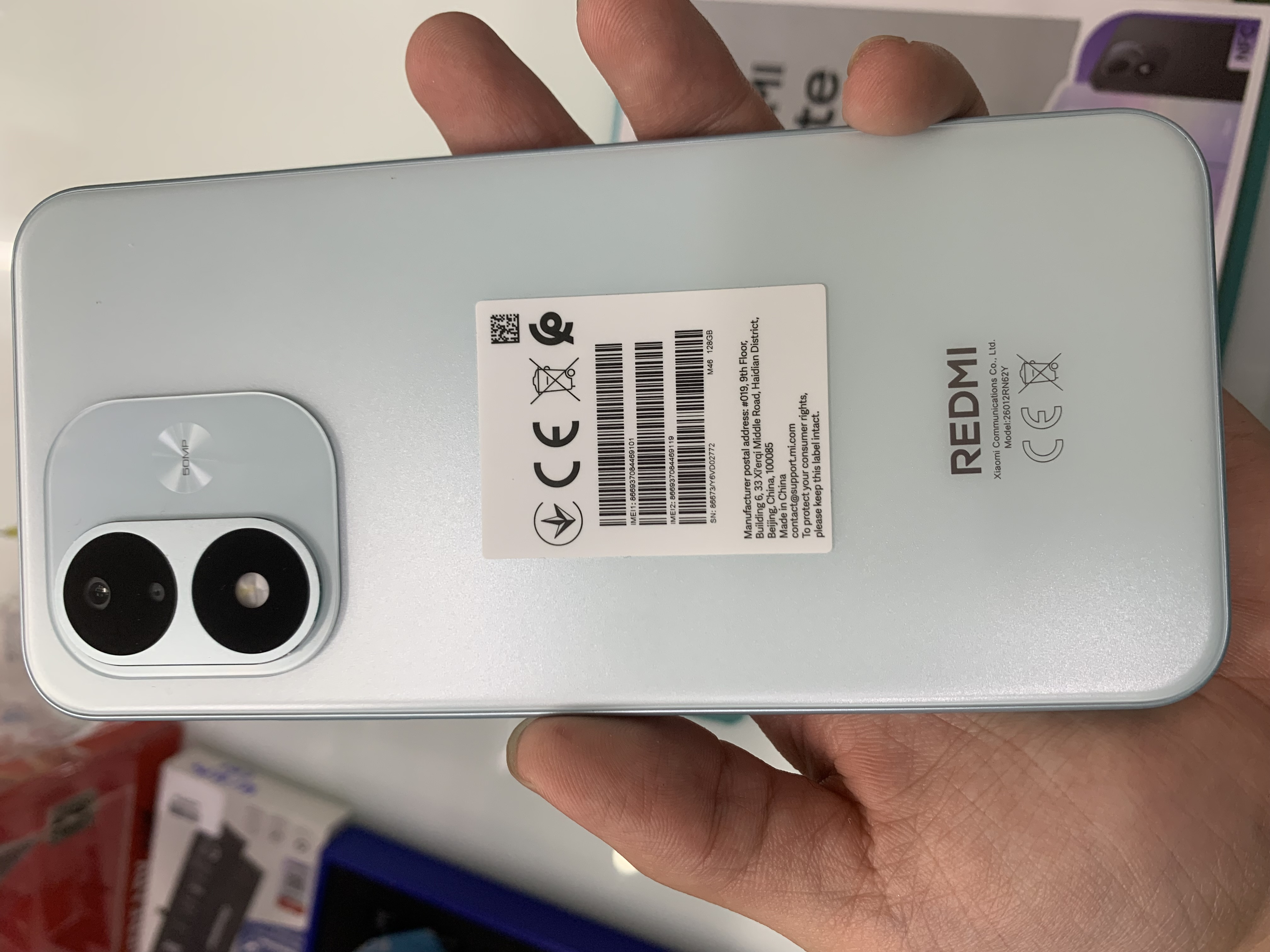 ĐIỆN THOẠI DI ĐỘNG (TEL) REDMI NOTE 17 6.99"/SNAP 6S 4G GEN 2/4G/128G/50MP+Auxiliary/16MP/7700mAh (26012RN62Y)/XANH