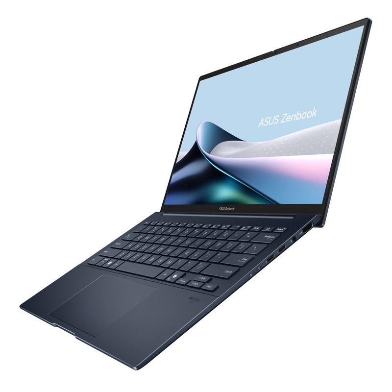 Laptop ASUS Zenbook 14 UX3405CA-ST1713W sở hữu thân máy bằng nhôm, màu xanh lam trầm và độ dày 1.49cm