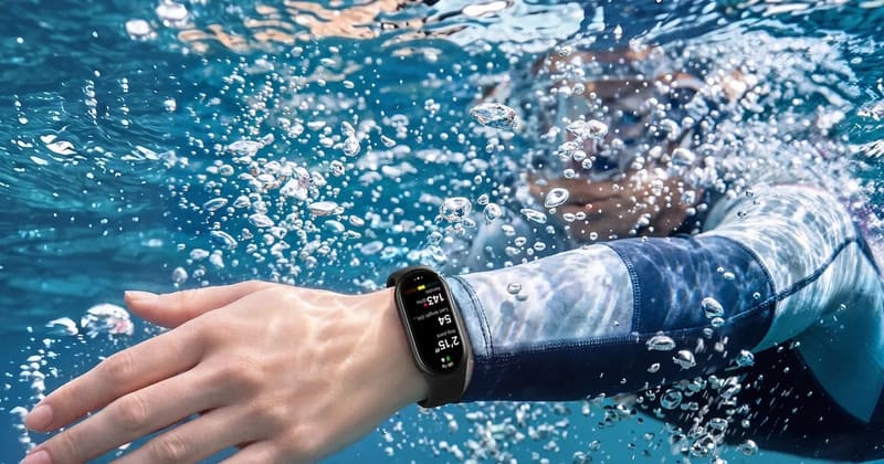 Vòng đeo tay thông minh Xiaomi Band 11 có khả năng kháng nước 5 ATM, phù hợp hoạt động nước nông