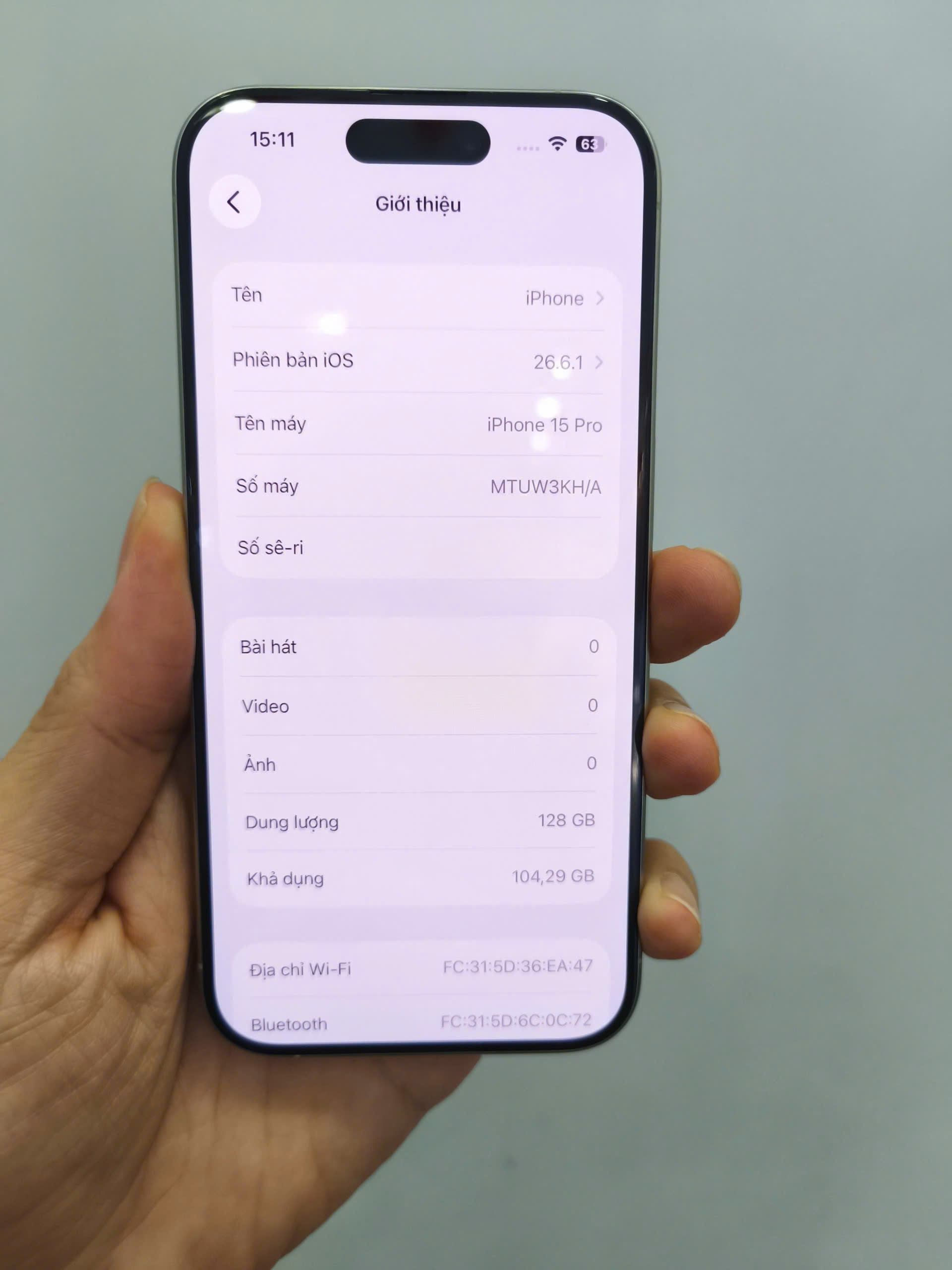 ĐTDĐ Apple iPhone 15 Pro 128GB White - Cũ