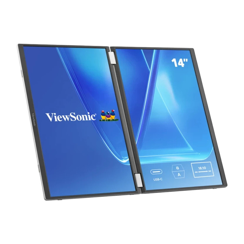 Hai màn hình 14 inch của ViewSonic VG1457 giúp theo dõi nhiều nội dung cùng lúc