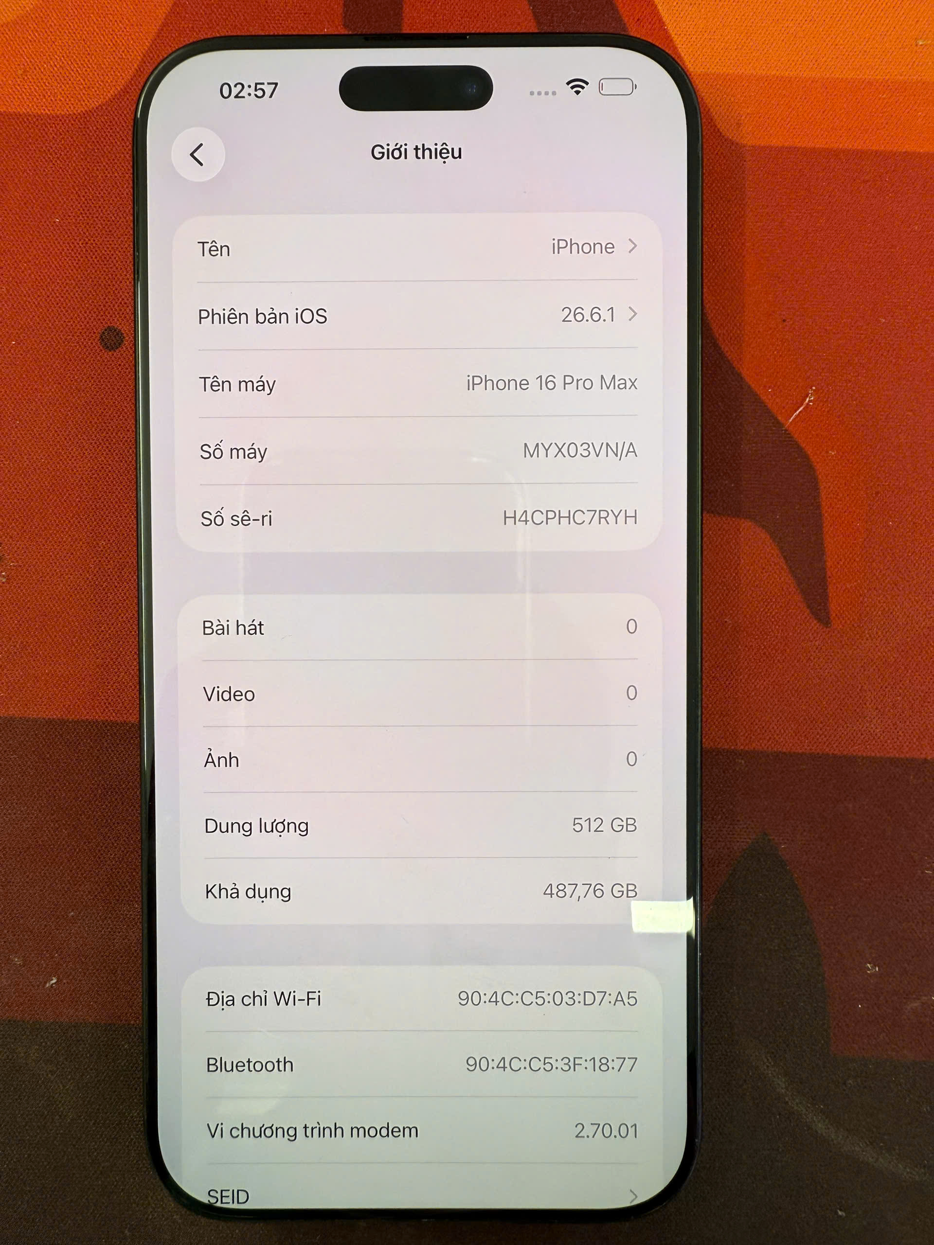 ĐTDĐ Apple iPhone 16 Pro Max 512GB Black Titanium_MYX03VN/A - TBH