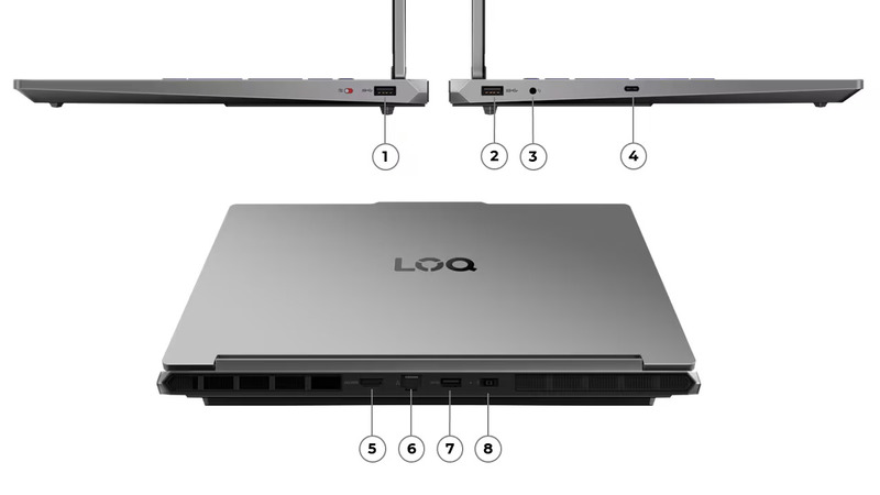 Laptop Lenovo LOQ 15IRH11E-83Y9003VVN hỗ trợ nhiều cổng kết nối, thuận tiện bố trí góc làm việc