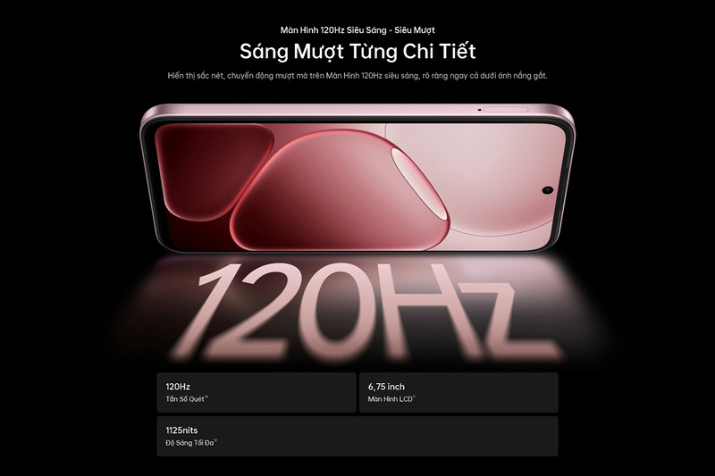 Màn hình với tần số quét 120hz.