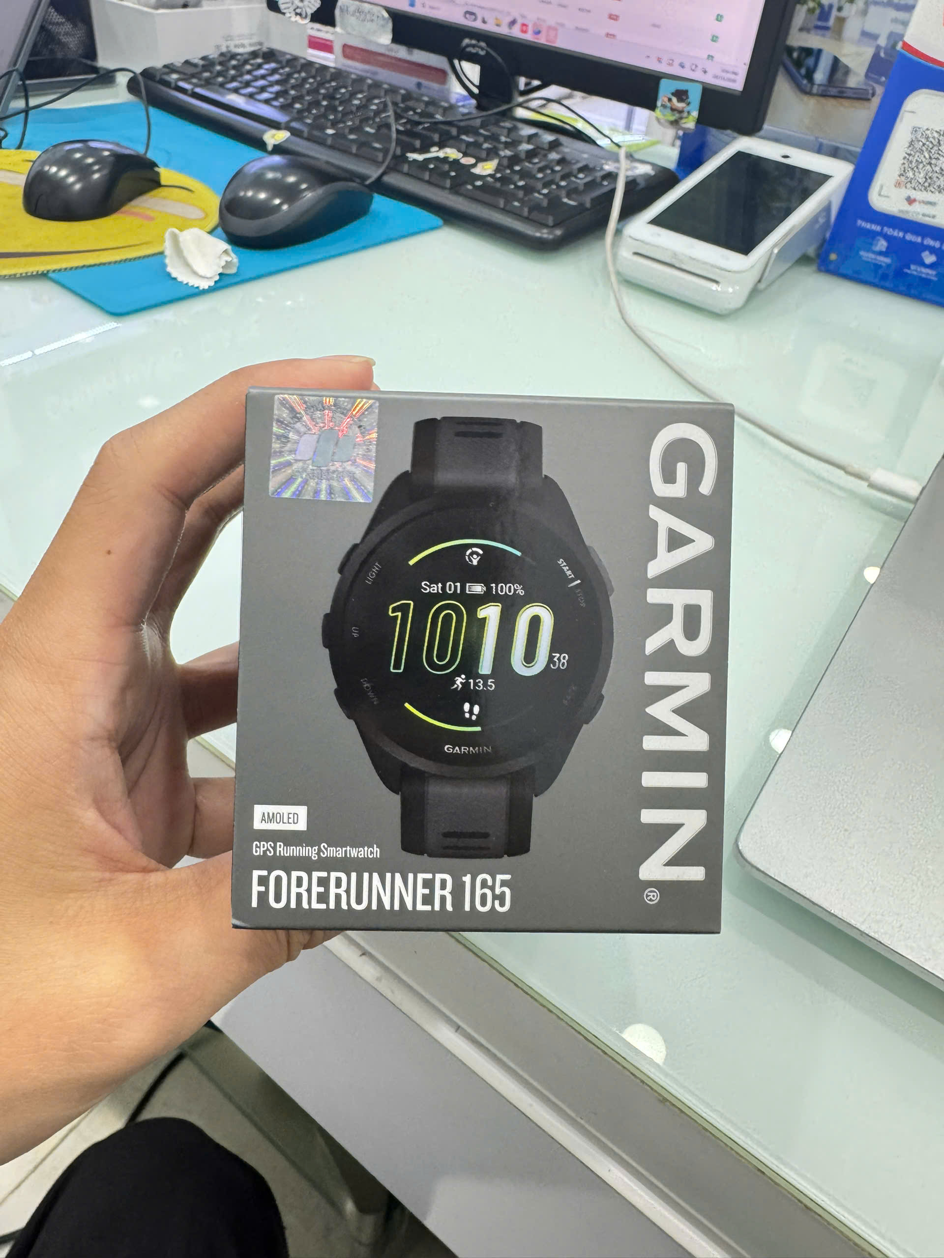 Đồng hồ thông minh chạy bộ Garmin Forerunner 165, GPS, Đen/Slate, SEA/KOR_010-02863-A0 - 8SV165223 - GM02863A0