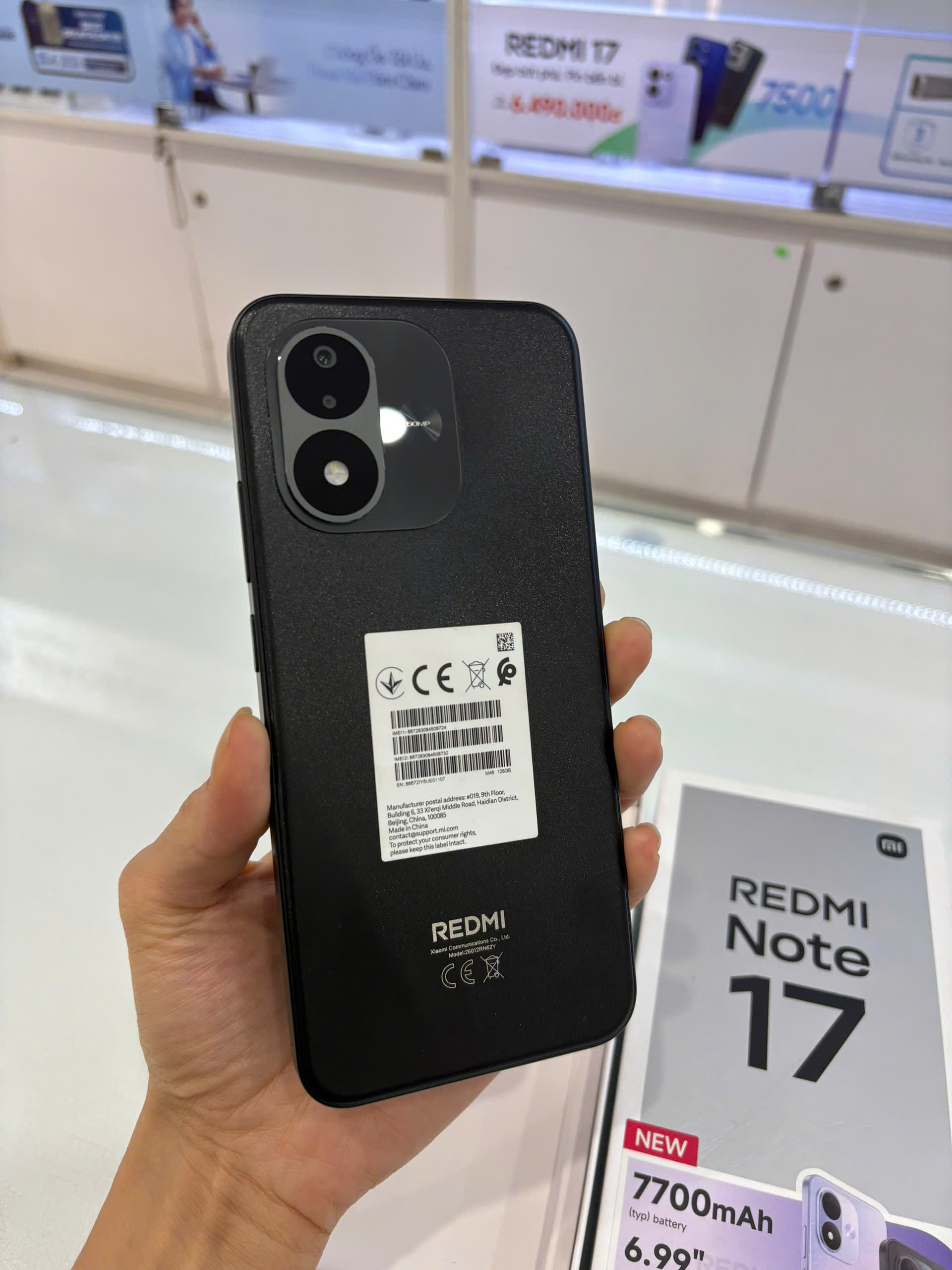 ĐIỆN THOẠI DI ĐỘNG (TEL) REDMI NOTE 17 6.99"/SNAP 6S 4G GEN 2/4G/128G/50MP+Auxiliary/16MP/7700mAh (26012RN62Y)/ĐEN