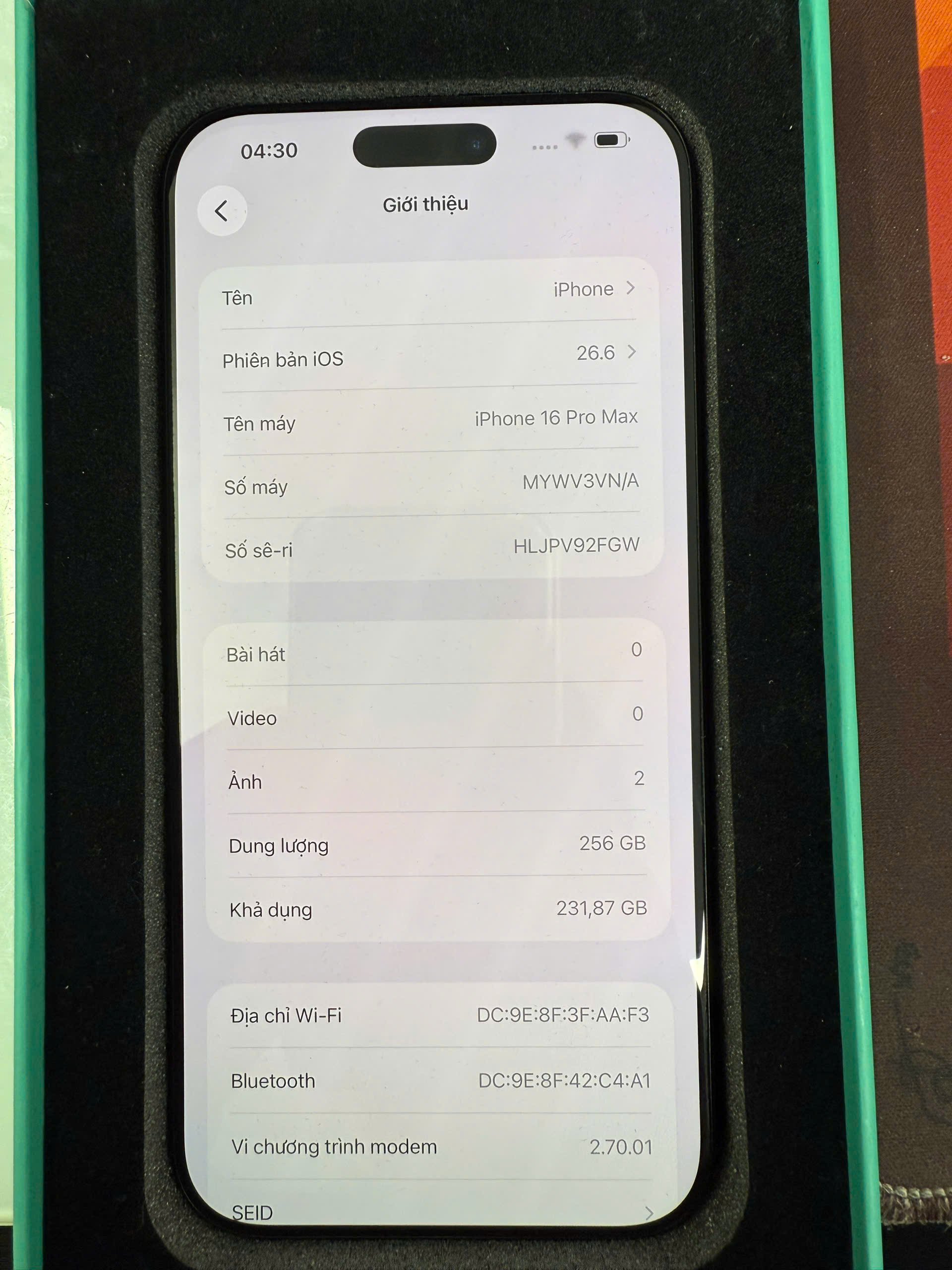 ĐTDĐ Apple iPhone 16 Pro Max 256GB Black Titanium - MYWV3VN - TBH