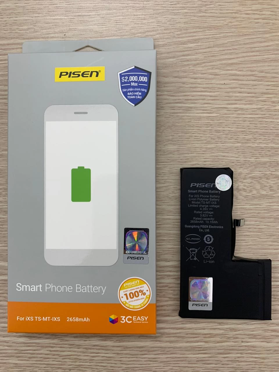 Thay pin iPhone XS Chính Hãng PISEN (Dung lượng chuẩn 2658mAh)