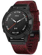 Đồng hồ Garmin Fenix 6, Sapphire, Black DLC with Heathered Red Nylon Band