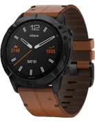 Đồng hồ Garmin Fenix 6X - Sapphire, Đen DLC với Dây da nâu, GPS, SEA