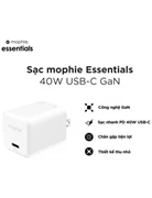 Sạc mophie Essentials 40W USB-C GaN - 409917454