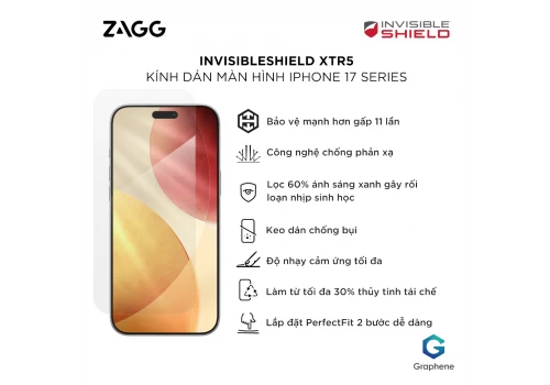 Kính dán màn hình InvisibleShield XTR5 iPhone 17 Pro Max