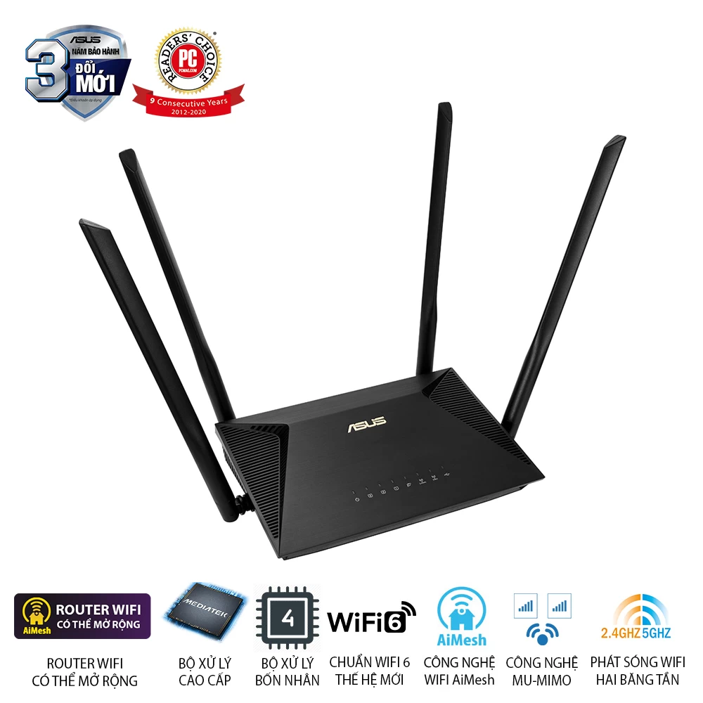 Router Wifi 6 băng tần kép Asus RT-AX53U AX1800